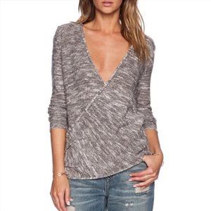 Free People wrap sweater - Gotham Heathered Gray Linen top